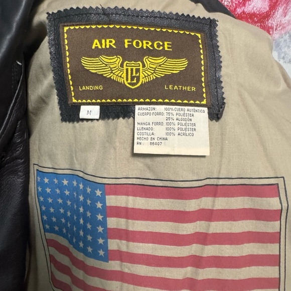 Landing Leathers Vtg Air Force Men's Brown Leather Bomber Jacket M - Picture 10 of 12